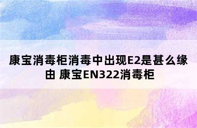 康宝消毒柜消毒中出现E2是甚么缘由 康宝EN322消毒柜